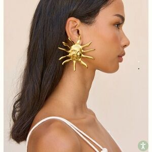 Cult Gaia Gold Sun Face Leo Earrings